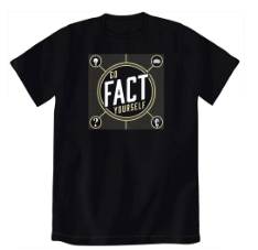 Black shirt with Go Fact Yourself logo