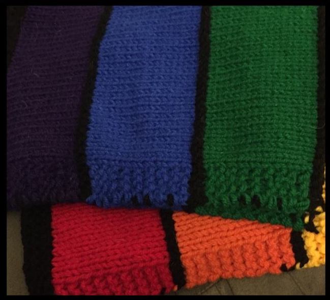 knitted rainbow colors baby blanket