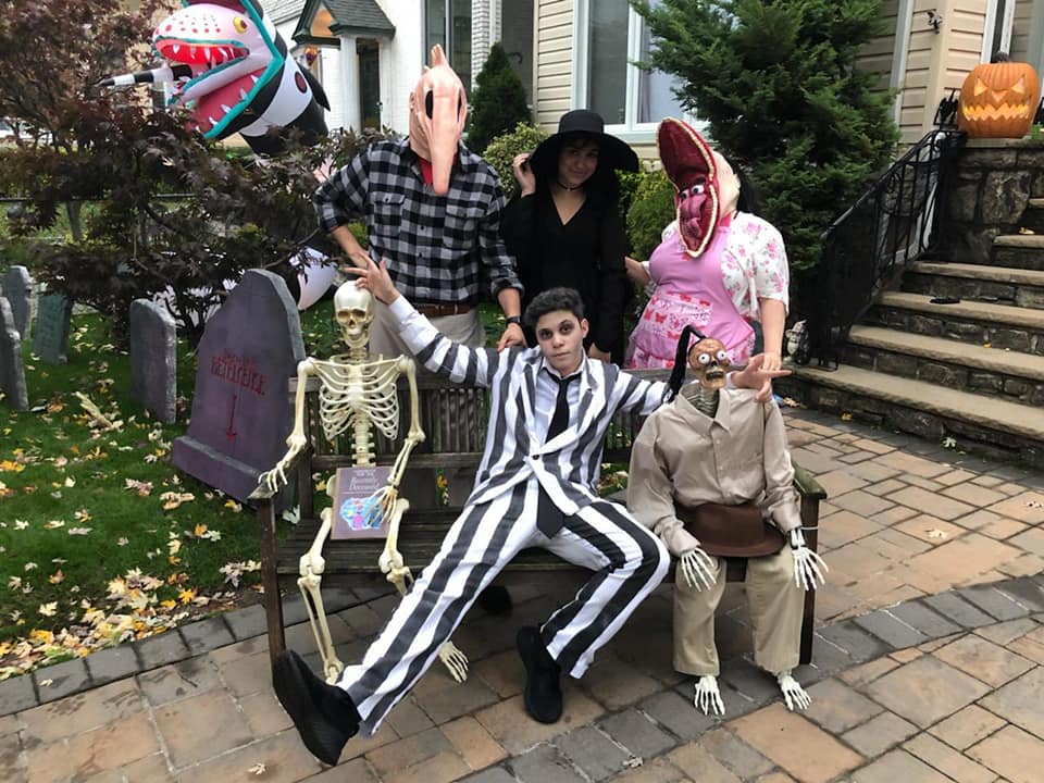 Lana, Dan and their kids dressed as characters from Beetlejuice