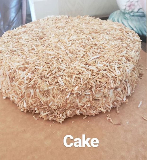 coconut cake with the word 