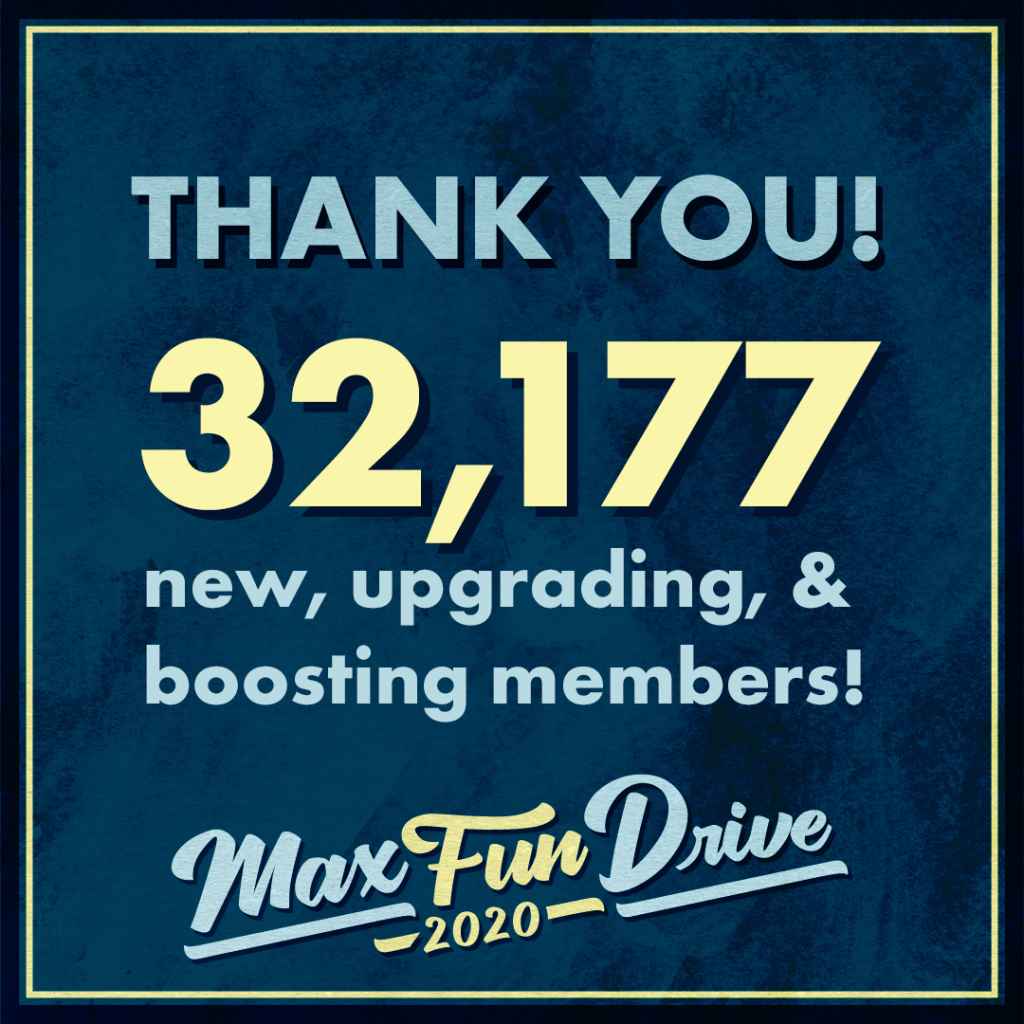 "Thank you! 32,177 new, upgrading, and boosting members" on a blue background