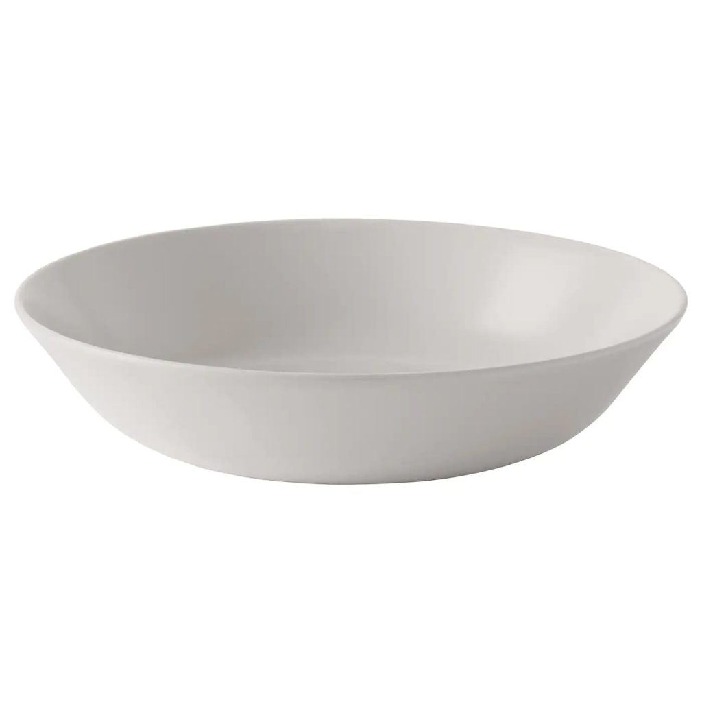 a white large bowl with shallow sides