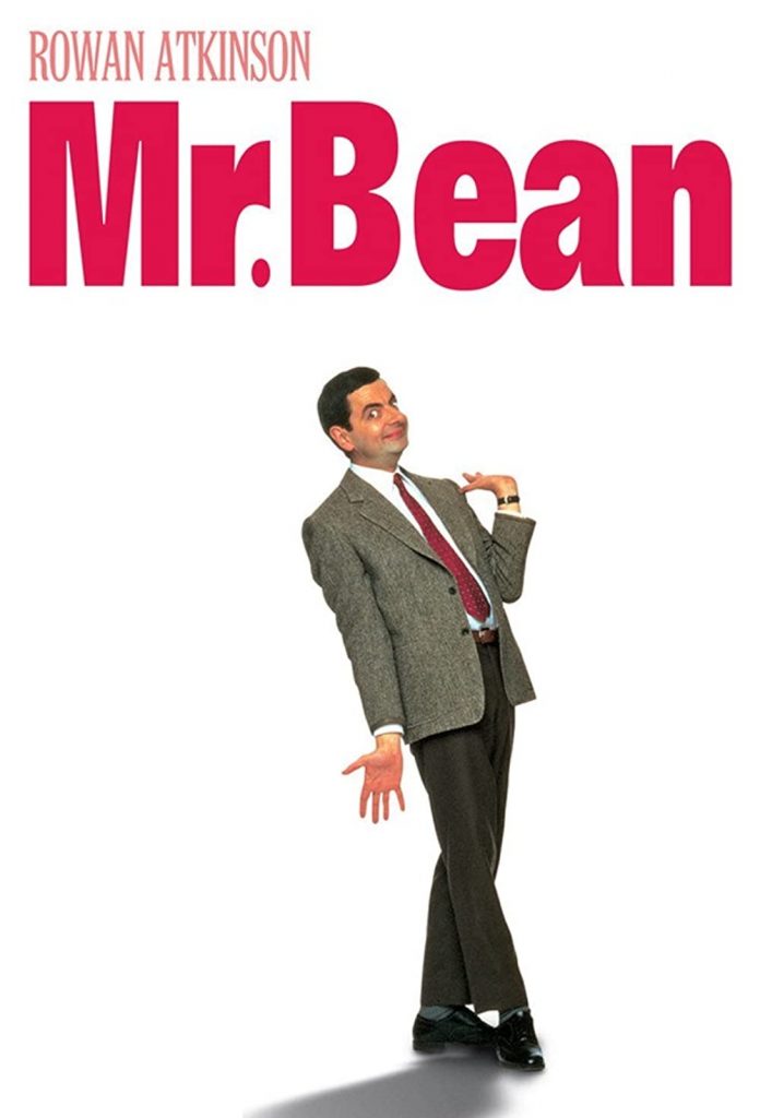 The poster image for Mr. Bean starring Rowan Atkinson, showing Mr. Bean posing in front of a white background