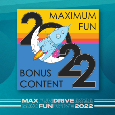The covert art for bonus content. The numbers 2022 diagonal with the 0 being a brightly colored illustrated rocket logo