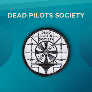 Dead Pilots Society. A white patch with a black Vintage RCA test pattern and the text “Dead Pilots Society”.