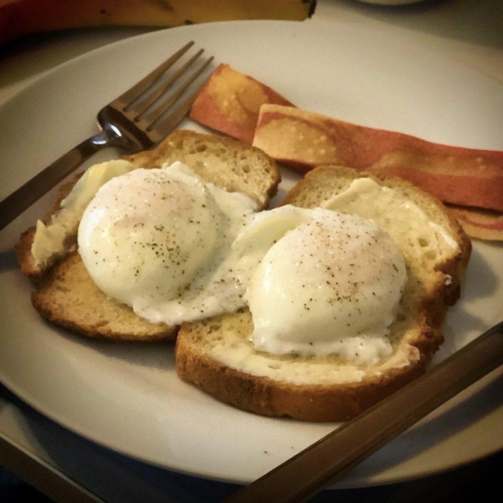 two poached eggs on toast