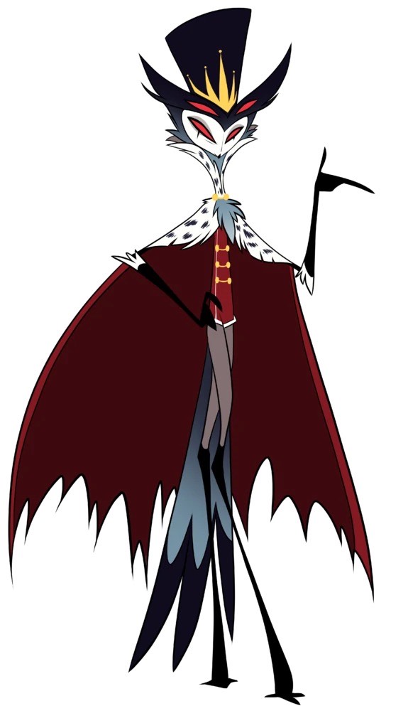 An animated owl with long limbs, a cape and top hat