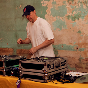 Dan Wally in front of his turntables