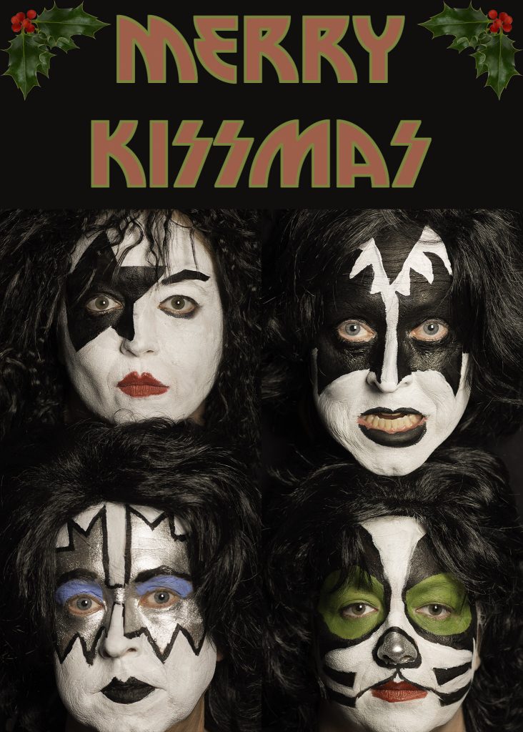 The same coupe from the other photos recreating a KISS album cover, and the it says KISSMASS along the top