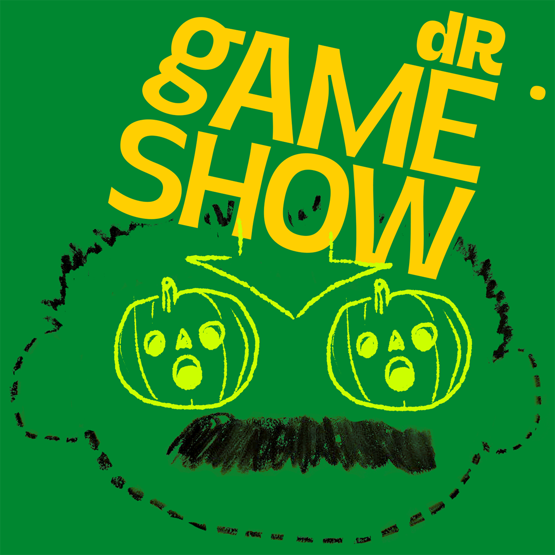 Dr. Gameshow logo with pumpkins and avatar the last airbender arrow