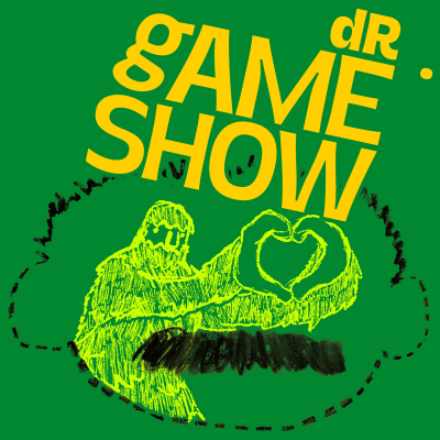 dr. gameshow logo with big foot doing a heart hands