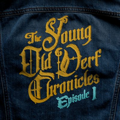 The Young Old Derf Chronicles Episode 1 Key Art - embroidery on a jean jacket