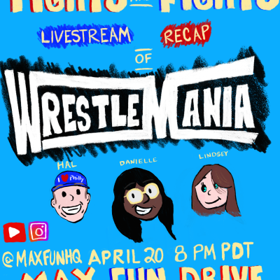 An illustration of the 3 hosts and the details of the livestream