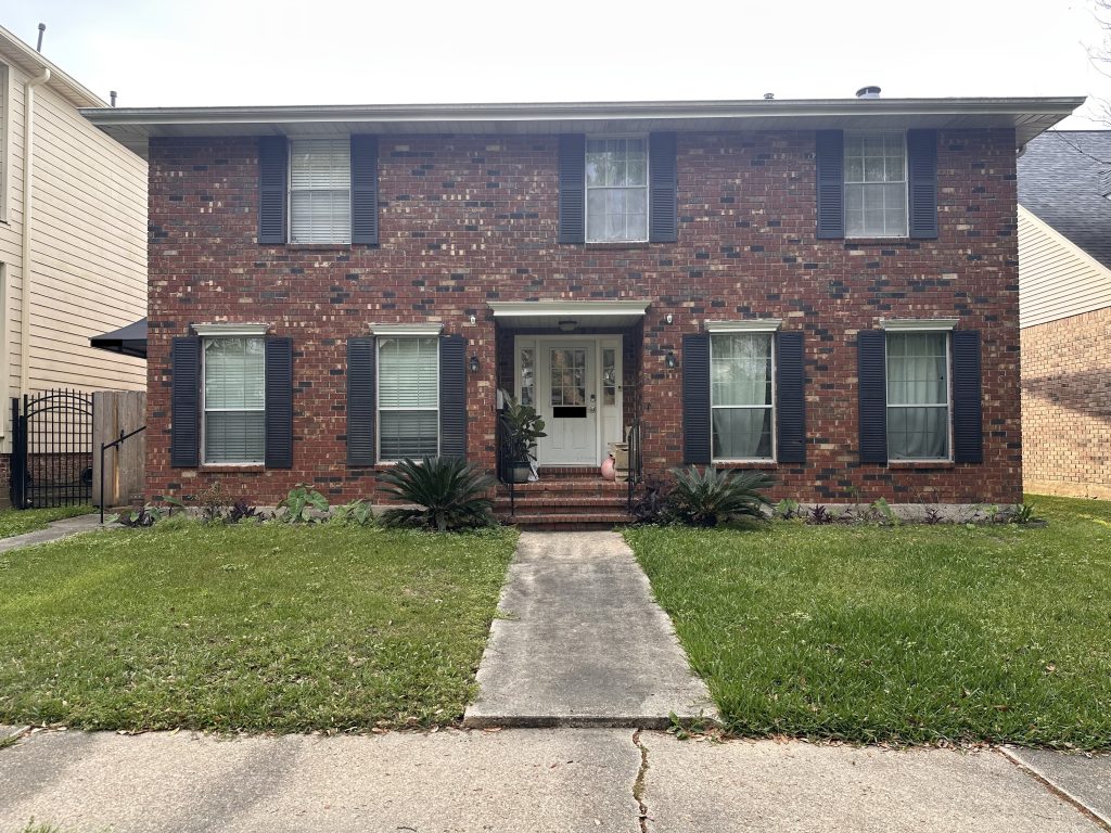 The front of a brick house
